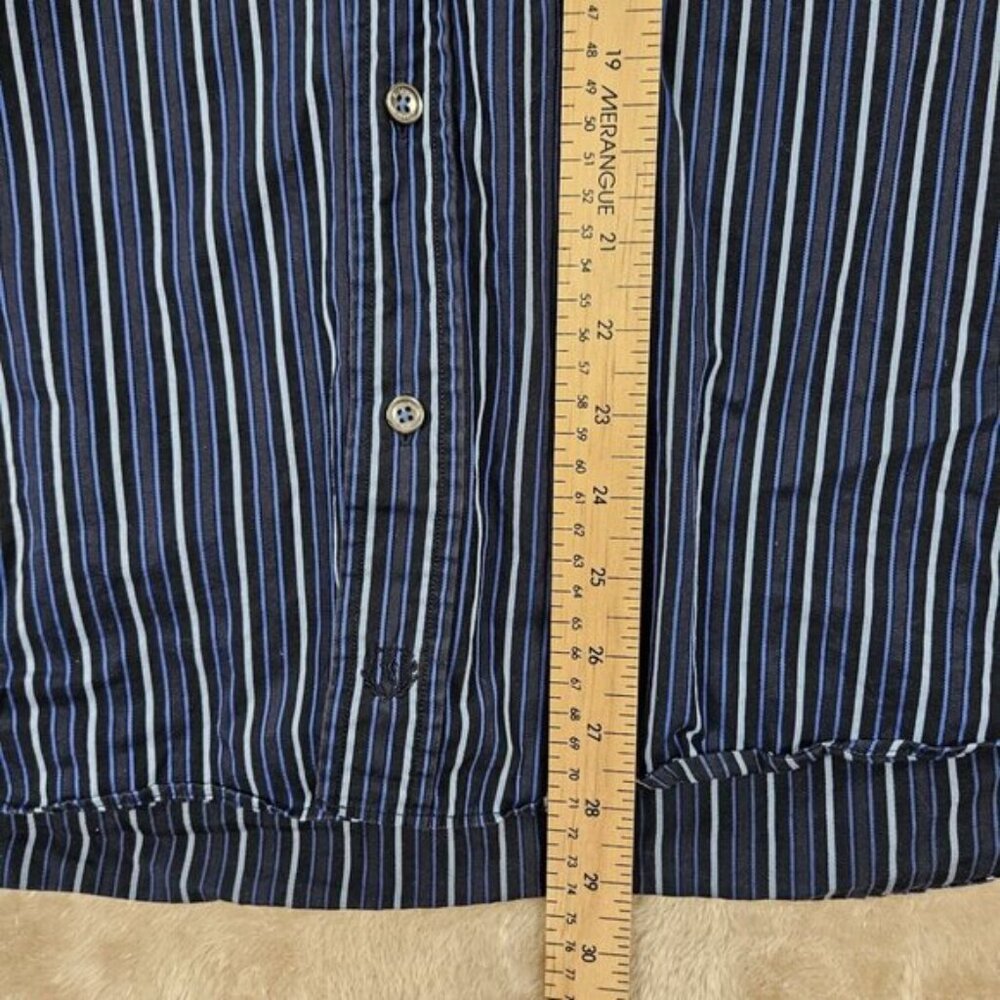 Bugatchi Uomo Dress Shirt Classic Fit Blue White Striped Long Sleeve Men's Sz M - Picture 4 of 10